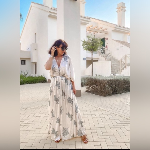 Zara Ecru Ivory Satin Effect Kaftan Maxi Dress - Picture 5 of 8